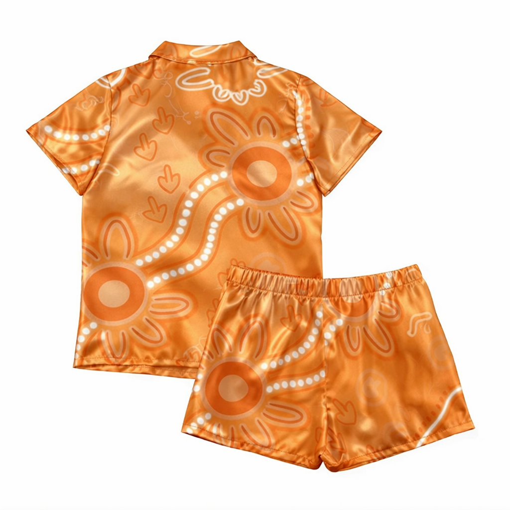 (Kids) Boys orange silk set