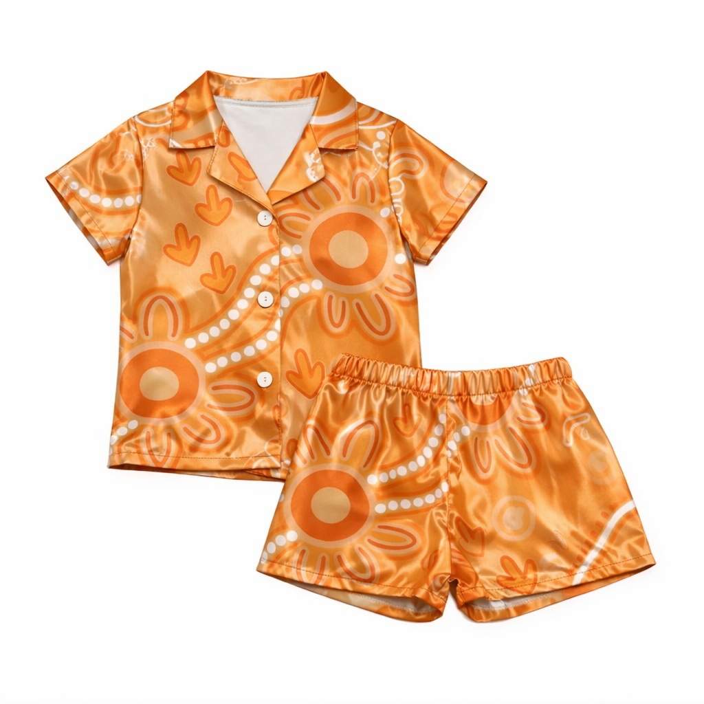 (Kids) Boys orange silk set